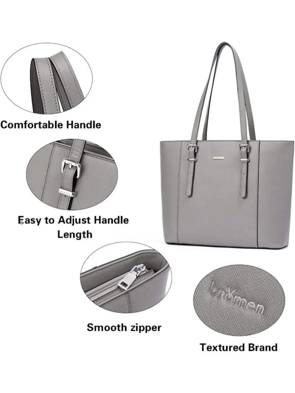 Vintage Leather Laptop Tote Bag for Women - 15.6